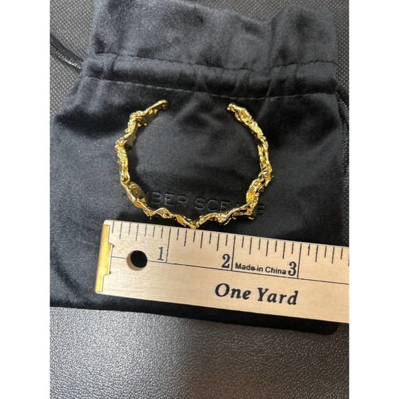 Amber Sceats Emery 24k Gold Plated Sculpted Textured Crushed Metal Bracelet - Picture 3 of 3